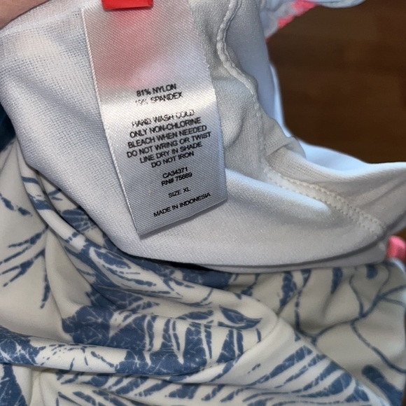 Gossip juniors one piece blue and white tropical print swimsuit with coral trim - Picture 9 of 9